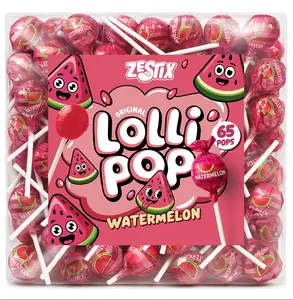 Watermelon Lollipops – 65 Count Bulk Candy Pack, Individually Wrapped – Fruity Suckers for Kids, Parties, Birthdays, Events & Parades