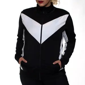 INSTANTFIGURE Curvy Plus Size Activewear Compression Jacket AWJ029C Color Block Training Gear - Performance Athletic Zip-Up Outerwear, High Quality Nylon Spandex Blend, Comfortable Slimming Support And Improved Range Of Motion, Made In USA