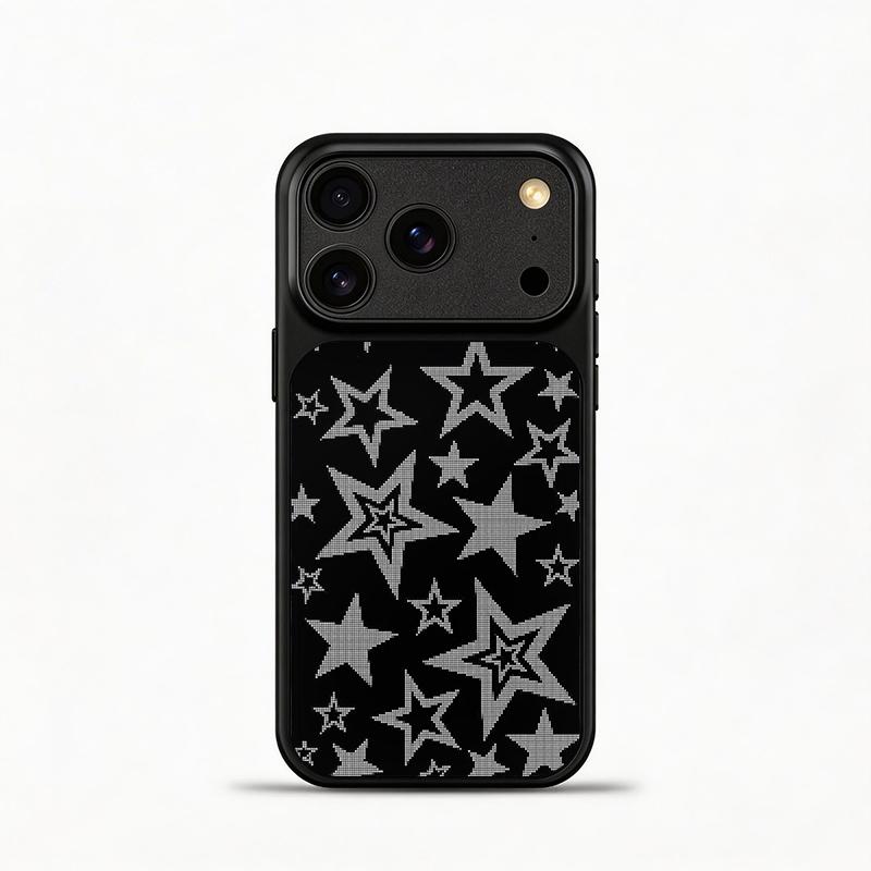 Glass Shockproof Electroplated Silver/Black Black and Grey Stars iPhone 17ProMax Cover Precise Hole Alignment For Lens Frame 15ProMax Anti-yellow | 14ProMax Anti-fall | 13ProMax Ultra-thin Design 16ProMax AirPhoneCase