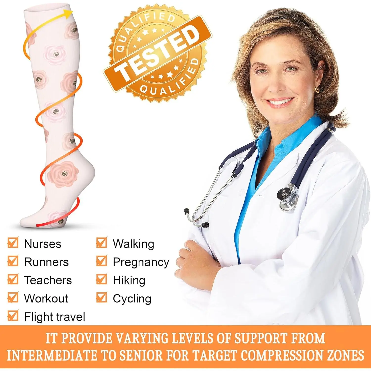 Compression Socks for Women & Men 15-20 mmHg - Medical Grade Support for Nursing Running Athletic Varicose Veins Travel Edema Relief Graduated Pressure Legwear Comfortable Breathable Daily Wear Compression Socks for Women & Men 15-20 mmHg - Medical Grade Support for Nursing Running Athletic Varicose Veins Travel Edema Relief Graduated Pressure Legwear Comfortable Breathable Daily Wear