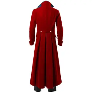 S-5XL Vintage Medieval Costumes Steampunk Gothic Black Long Jacket Coat Vampire Cosplay Pirate Halloween Outfit Men's Trenchcoat
