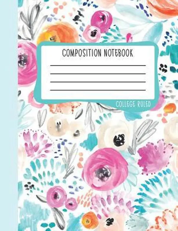USED-Composition Notebook: College Ruled: 100+ Lined Pages Writing Journal: Modern Flowers in Hot Pink, Blue & Orange 0960 by June &. Lucy (Paperback)