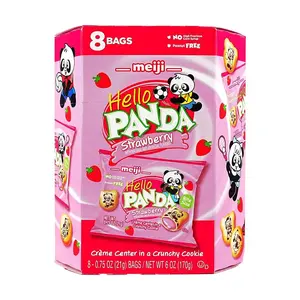 MEIJI Panda Strawberry Cream Sandwich Cookies 258g - Japanese Snack, Sweet Treat, Kids Favorite