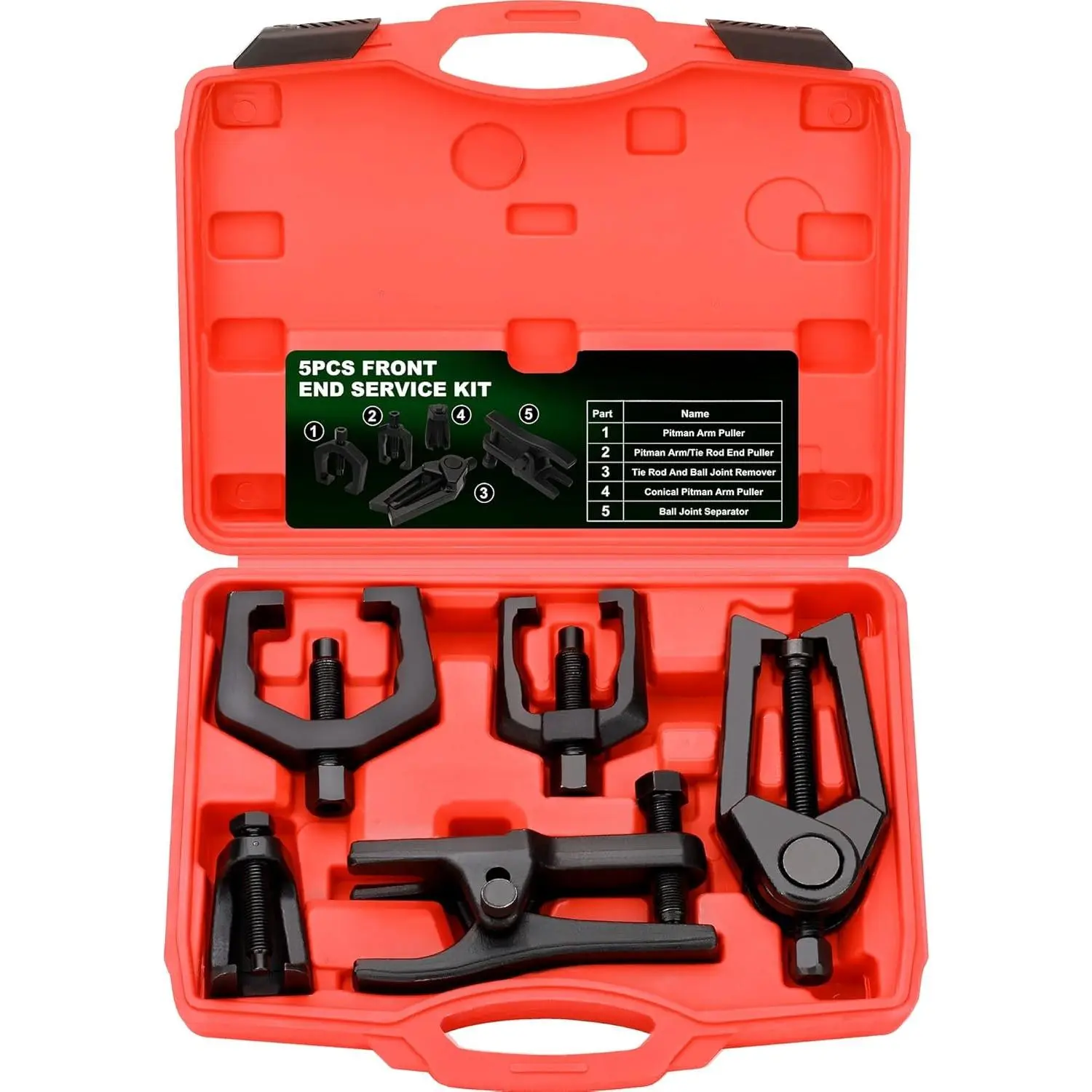 5 count Pitman Arm Puller Ball Joint Separator, Tie Rod End Tool for Ball Joint Press Kit, Front End Service Kit, Splitter Removal Kit (Black)