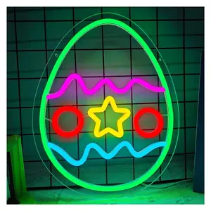 Sign Illuminated Egg Neon Sign Light Dimmable For Easter Kids Room Bedroom Festival Shop Party Wall Decor USB Powered Lamp 25.15cmx32cm