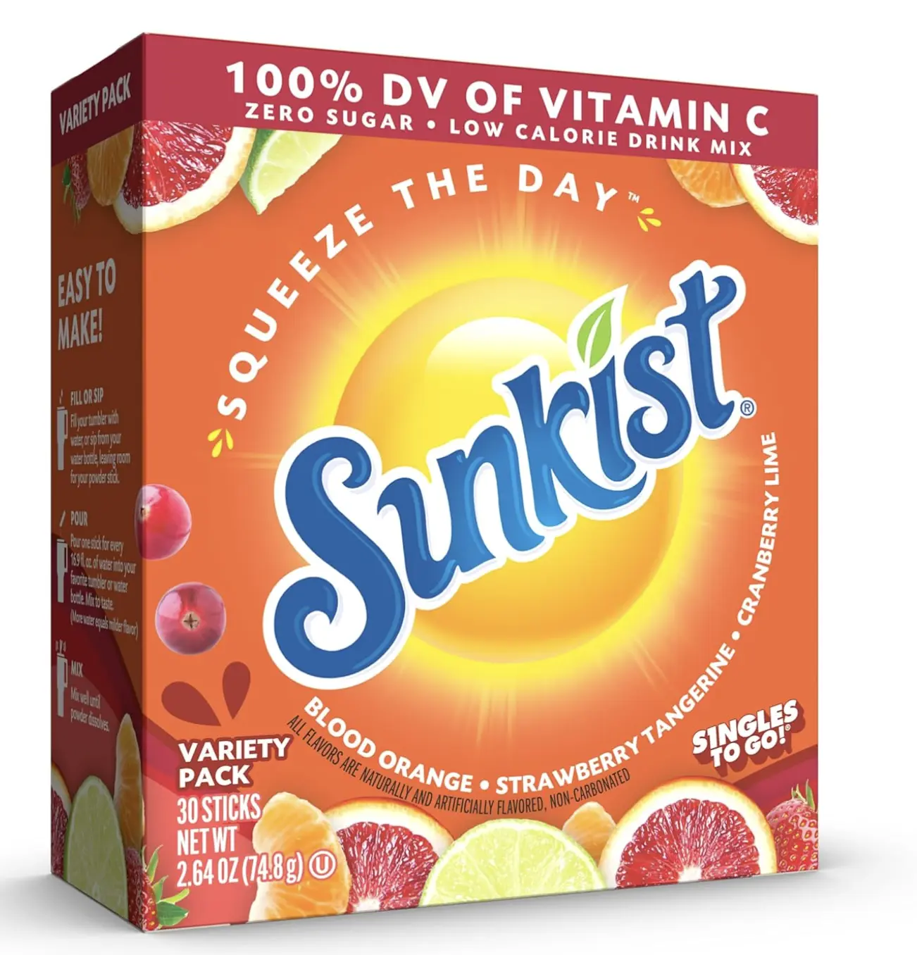 Singles To Go! Sunkist Soda Variety Pack, 30 Packets