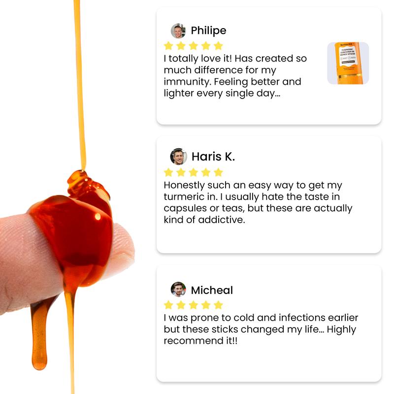 BetterAlt Curcumin95 Honey Sticks | All Season Immunity Support | Turmeric, Black Pepper & Ginger | Iron, Zinc, Vitamin B & C | 30-Day Supply