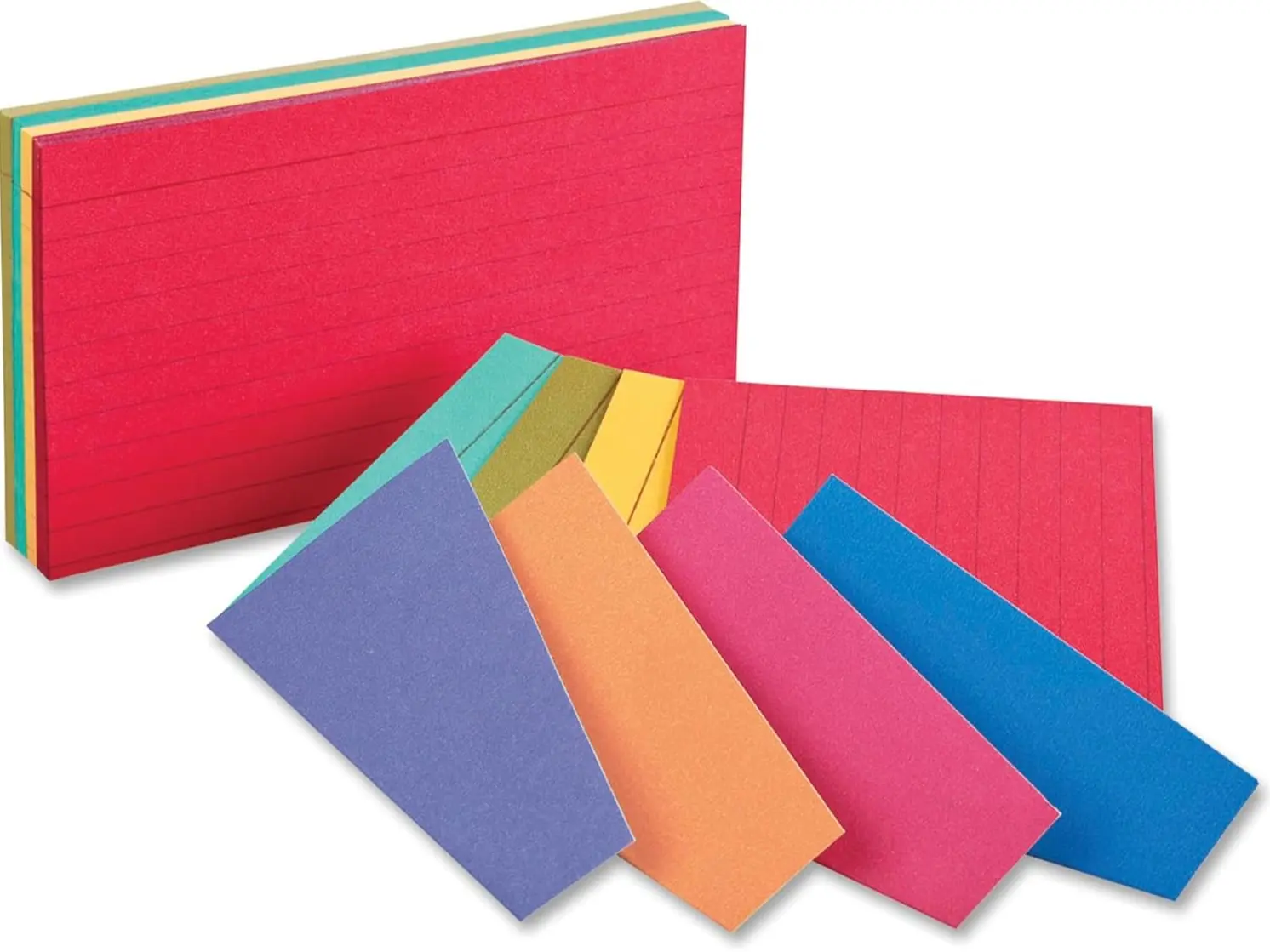 Ruled Index Card Pad, 3x5 in Ruled Paper Notes, Assorted Hues Multi-Color Coding, 100 per Pack, Easy to Find Office Stationery (Pack of 04736)
