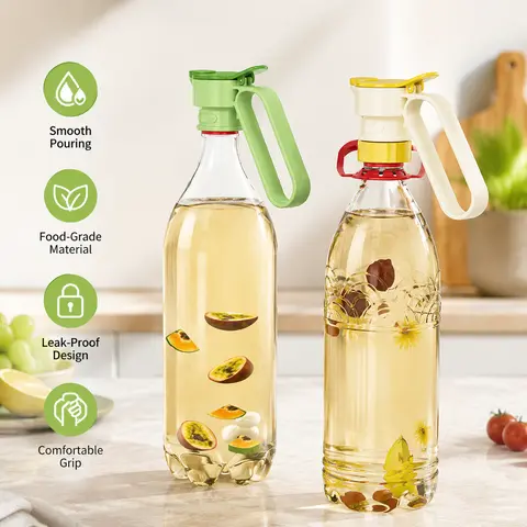 Bottle Pour Spout Cap with Carry Handle - 1 Count Detachable Cap with 2 Different Calibers, Kitchen Gadgets for Home Kitchen DIY Oil Pots and Cold Water Making