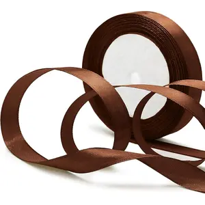 5/8 Inch Satin Ribbon, 25 Yards Brown Satin Ribbon, Fabric Ribbon for  Wrapping, Flower Bouquet, DIY Craft, Sewing, Wedding, Birthday Party Decorations