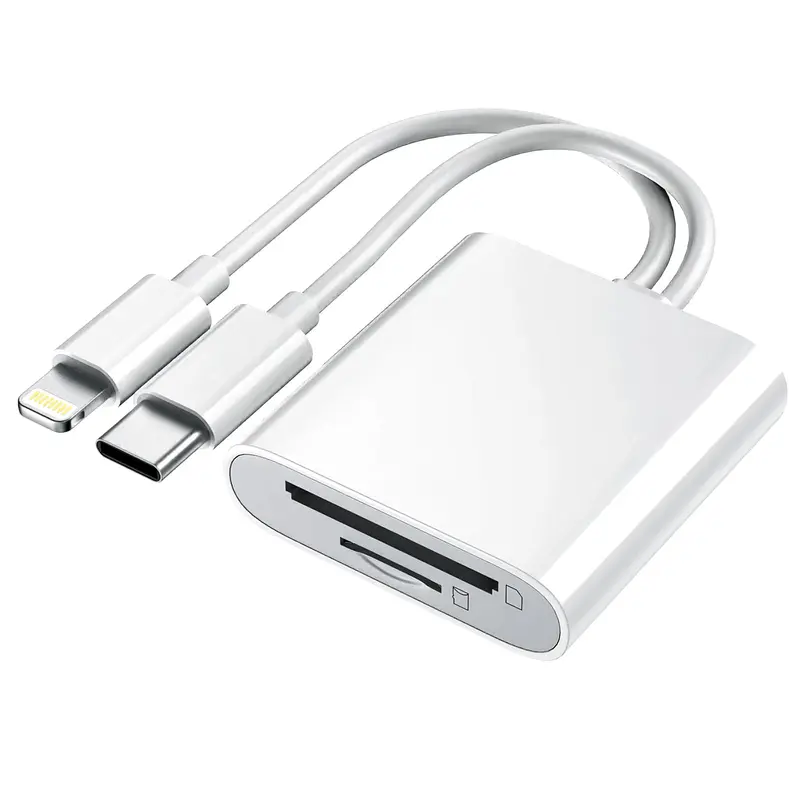 2-in-1 USB Type-C SD/MicroSD Dual-Card Slot Camera Card Reader Adapter - Plug-and-Play, Compatible with iPhone, Android Devices & Cameras, Enables Data Transfer for Outdoor/Indoor Recreation Use