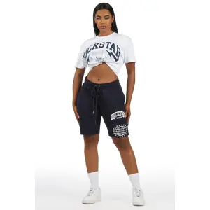Storiana White/Navy T-Shirt Short Set