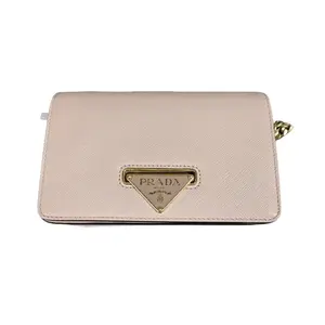 Pre-owned PRADA leather Crossbody Bags Pink shoulder bag, chain bag, gold label