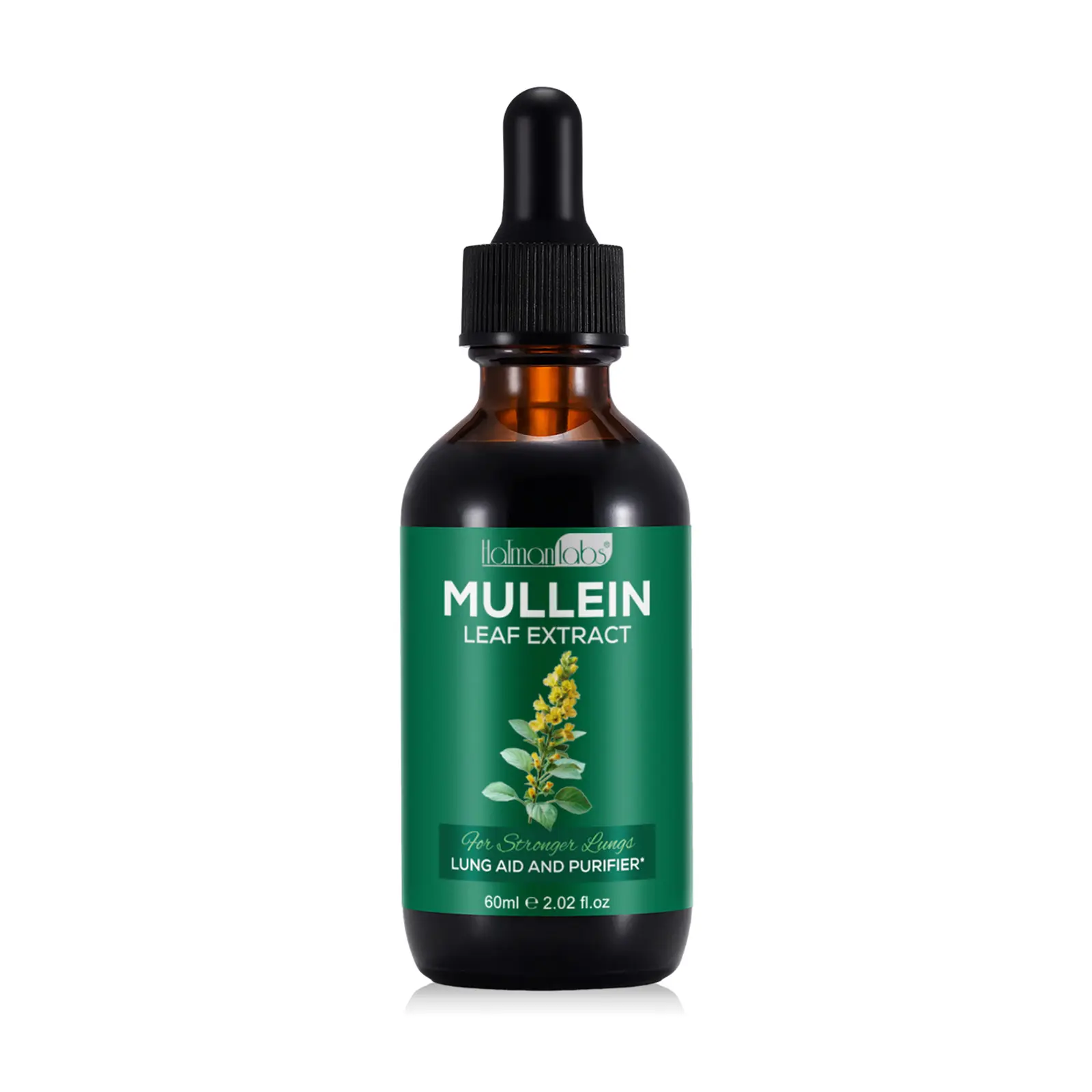Hatmanlabs Mullein Drops for Lungs, Mullein Leaf Extract for Lung Cleanse 60ml