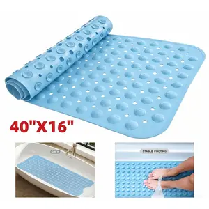 Pebble Textured Bathtub Non Slip Mat, 40x16 Inch Anti-Mold Shower Mat with 200 Strong Suction Cups, Soft Foot Massage Wear Resistant Machine Washable Bathroom Safety Mat