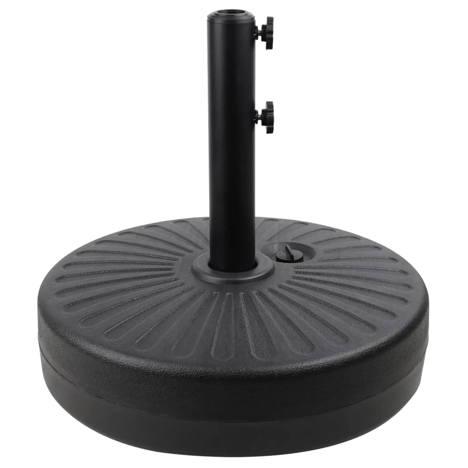 Heavy-Duty Patio Market Umbrella Round Base Stand with Steel Holder, Water/Sand-Fillable Design, 44-lb Stability, Pole Durability, Weather-Resistant Sunshade Support Base for Outdoor Umbrellas