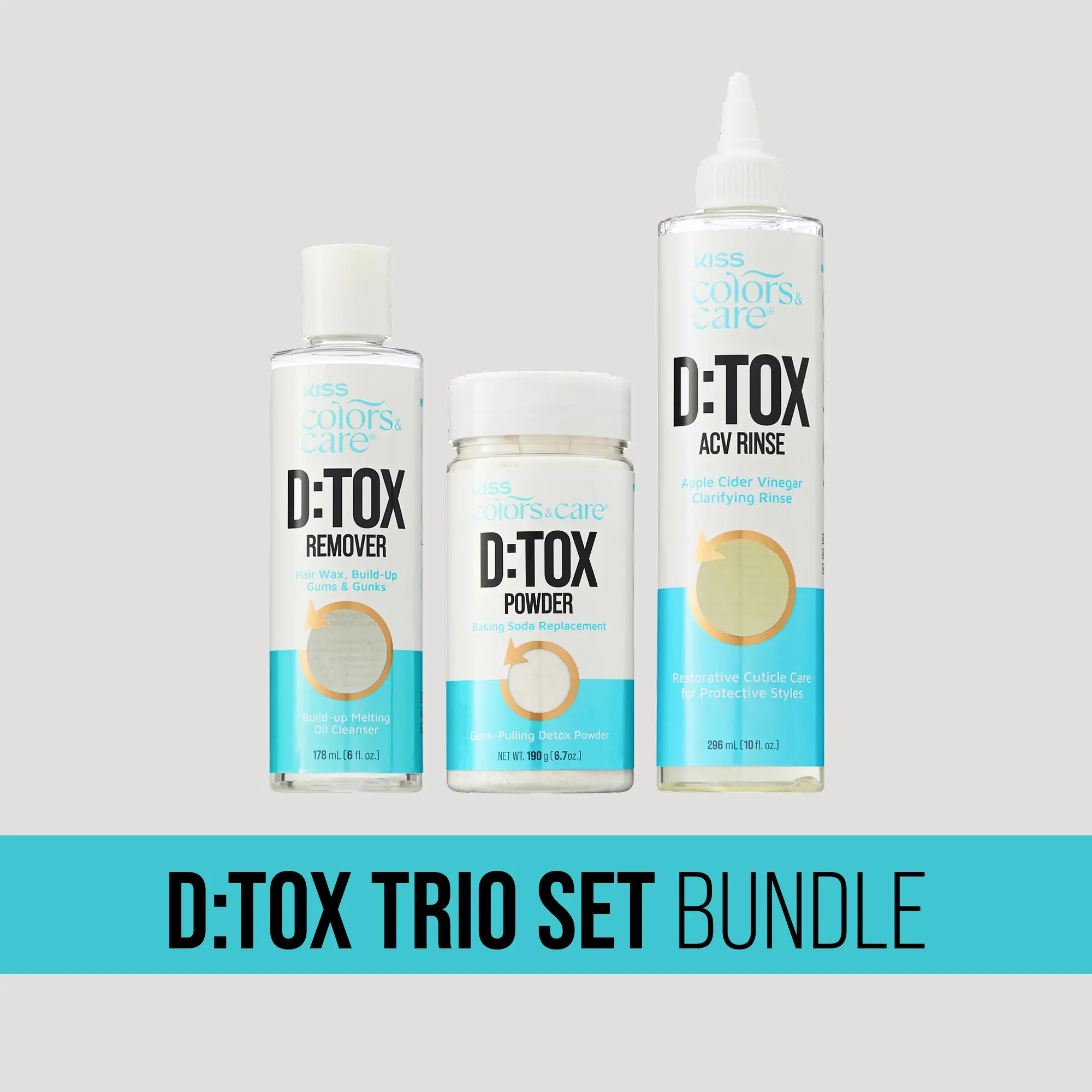 KISS Colors & Care D:TOX Hair Detox Trio Set Bundle - Remover + Powder + ACV Rinse