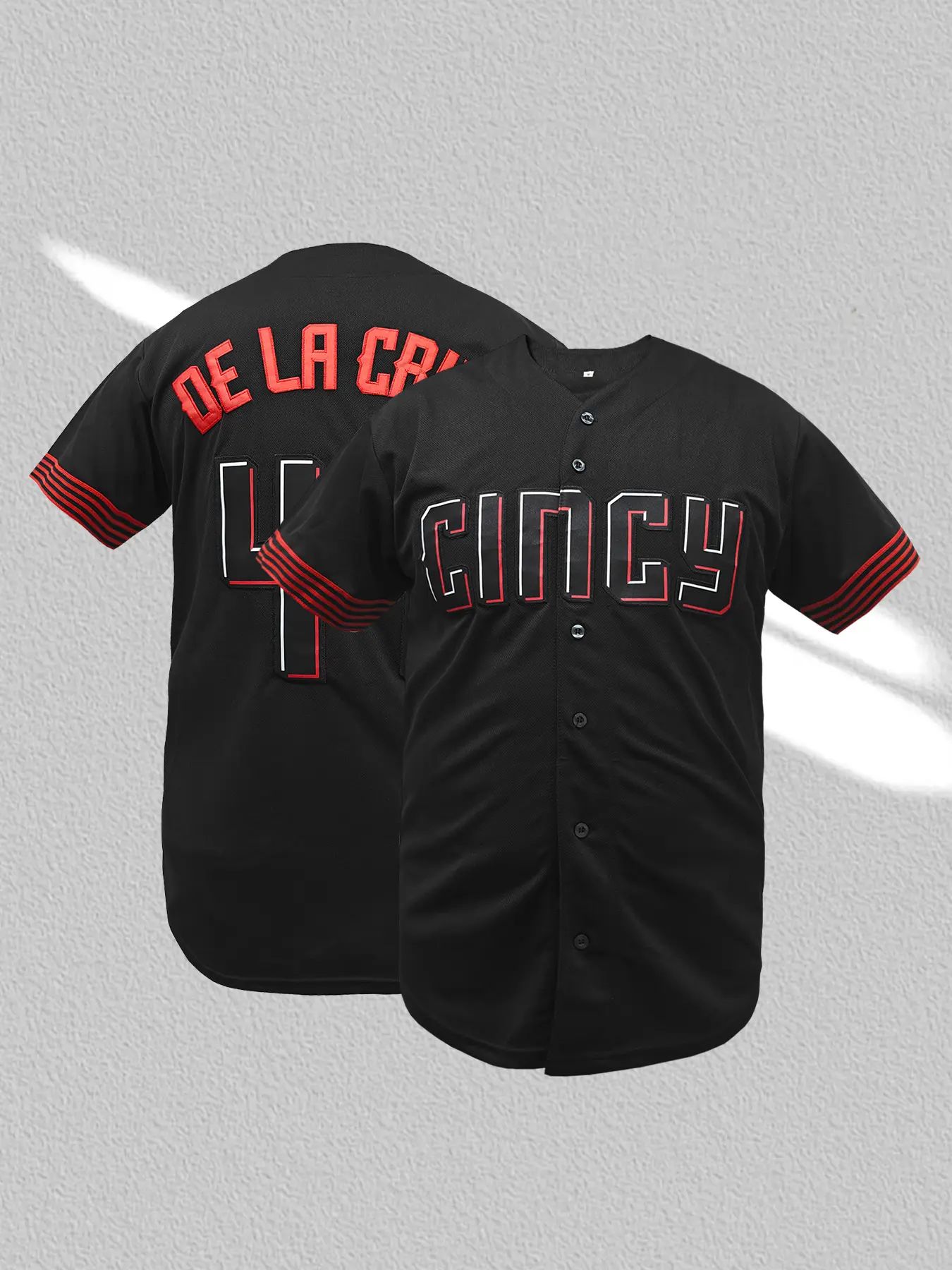 Men's Casual Baseball Jersey, Cincinnati #44,Name and Number Stitched,Loose Fit Breathable Embroidered Sportswear, Unisex Outdoor Sports & Competition Wear, Sports Top, Baseball Shirt, Embroidered Jerseys, Embroidery Sportswear