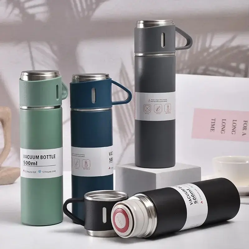 Stainless Steel Vacuum Insulated Bottle Gift Set Office Business Style Coffee Mug Thermos Bottle Portable Flask Carafe   Drinkware Preservation Vacuum Flask