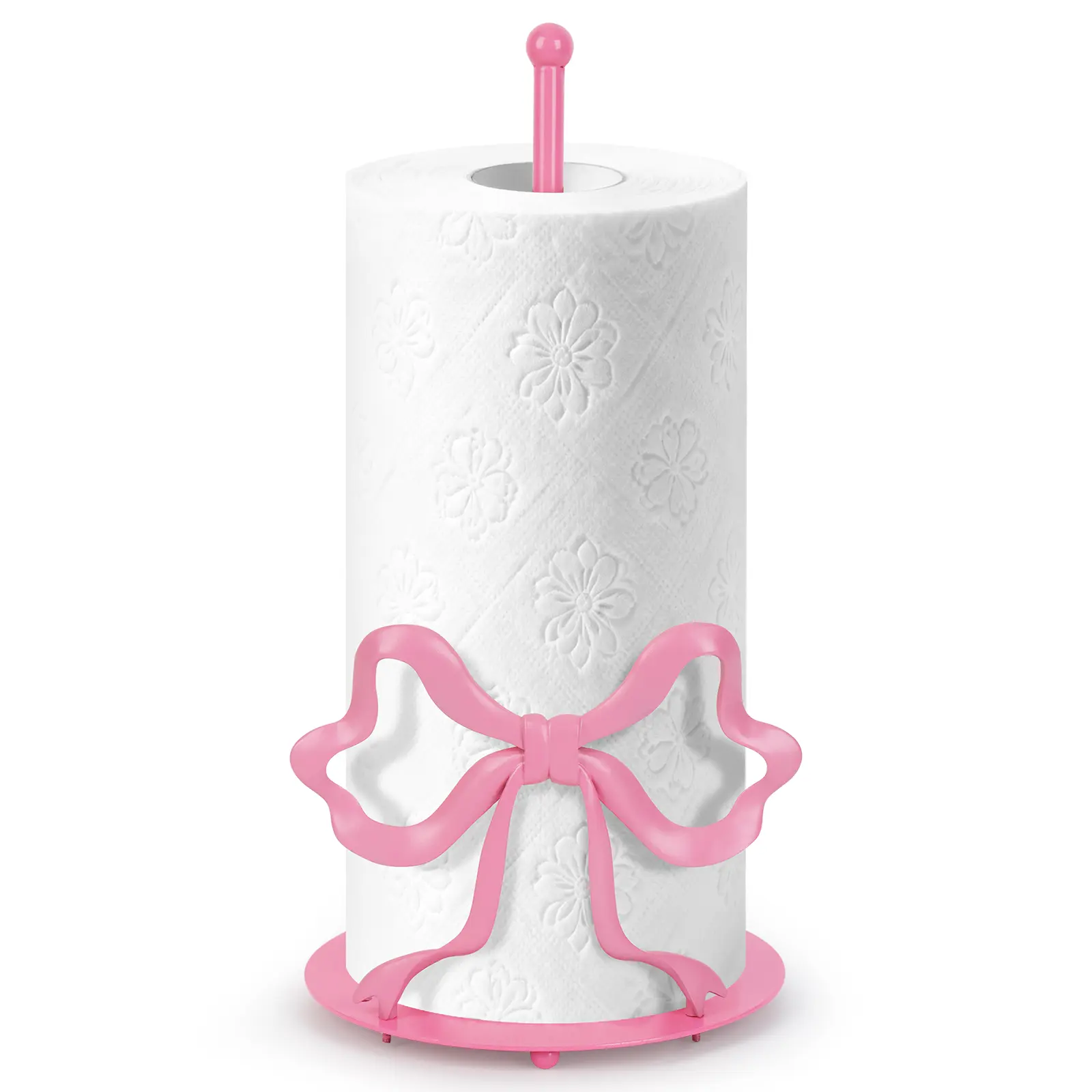 Countertop Paper Towel Holder Stand, Durable 6.3*6.3*12.7in Square Heavy-Weight Base, Modern Compact Crushed Diamond Crystal Dispenser for Kitchen, Bathroom Home Decor (Silver/Gold/Pink)