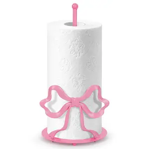 Paper Towel Holder Stand, Silver/Gold/Pink Countertop Paper Towel Roll Dispenser Holders with Square Base,Tissue Holder Filled with Sparkly Crystal Crushed Diamond House Decor for Kitchen Bathroom, Heavy Weight