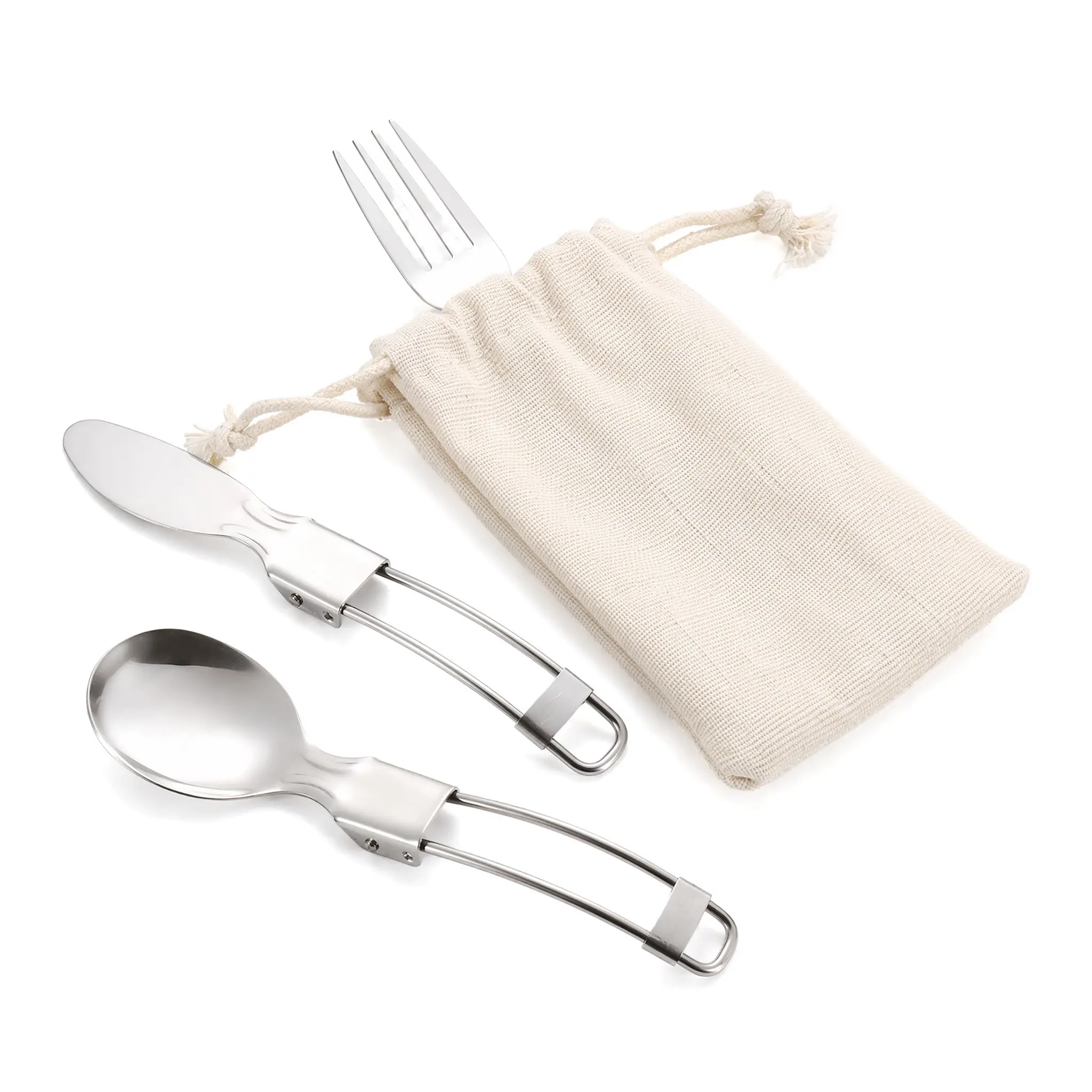 304 Stainless Steel Portable Outdoor Folding Cutlery Set - Camping & Picnic Utensils with Chopsticks & Salad Spoon