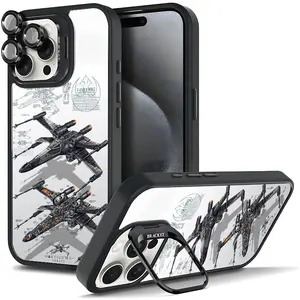 Futuristic War Fighter Schematic Art Phone Case For Samsung iphone 17/AIR 16 15 14 13 12 11 PRO PLUS MAX COOL Fashionable Tough Magnetic Durable Metal lens frame Film Bracket Stand Gift Full Protection Camera Holder Phone Cases Cover 11X-L1158