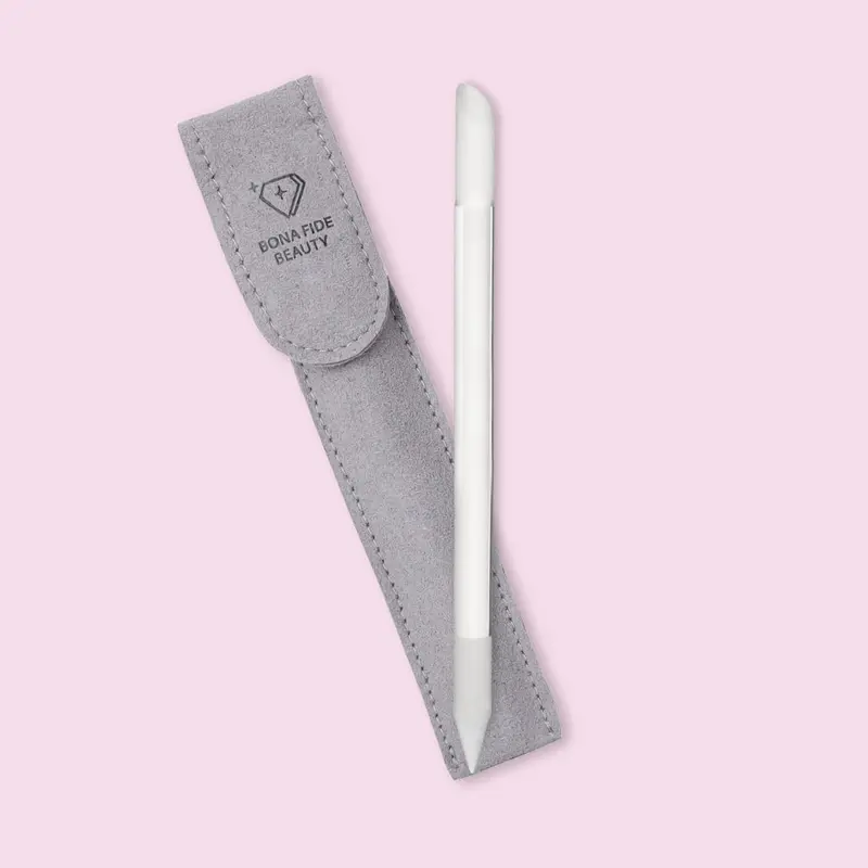 Bona Fide Beauty 4.5 in (115 mm) Dual-Ended Tempered Glass Cuticle Pusher - Czech Rep. 2-in-1 Cuticle Remover for Acrylic/Gel Nails, Nail Art, At-Home Gentle Manicure Prep, Reusable Easy-Clean Tool