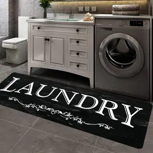 Soft Comfortable Non-Slip Black White Text Rugs, Mat, Flannel Floor Mat Runner Rug, Throw Carpet for Kitchen Living Room Bedroom, Absorbent Machine Washable Carpet for Kitchen Hallway Bathroom Laundry