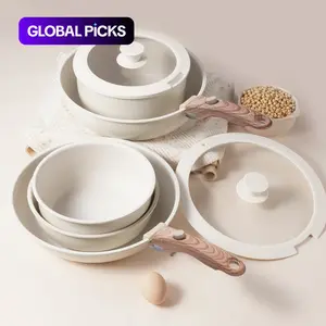 Kitchen Cooking Pot with Lid, 1 Set Portable Frying Pan with Detachable Handle, Aluminum Alloy Cookware Accessories Pan Set for Home Use Dutch Oven Set #GLOBAL PICKS