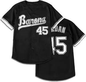 Men's Barons #45 Hip Hop Baseball Jersey,Short Sleeves Baseball Jerseys,White Black Stitched S-3XL