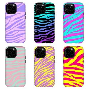 Y2K Neon Zebra Print Phone Case, Vibrant Multicolor Striped Protective Cover For iPhone 11 12 13 14 15 16 17 Pro Max For Samsung S26 S25 S24 S23 S22-Gift For Her/Him/Fans