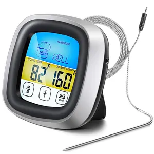 Meat Thermometer, Digital Oven Thermometer with Long Probe, Large LCD Touchscreen, Kitchen Timer,  Read Grill Thermometer for Oven BBQ Candy Steak Cooking Baking Grilling
