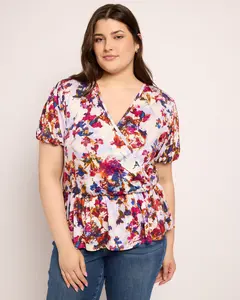 Plus Size Wrap Tie Top