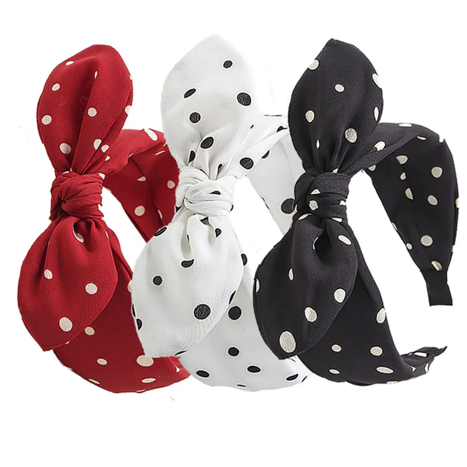6Pcs Polka Dot Bow Headbands for Women Bandana Hairband with Bow Halloween Costume 50s Hair Accessories Red/White/Black Hair Bow Headban - Home Improvement.