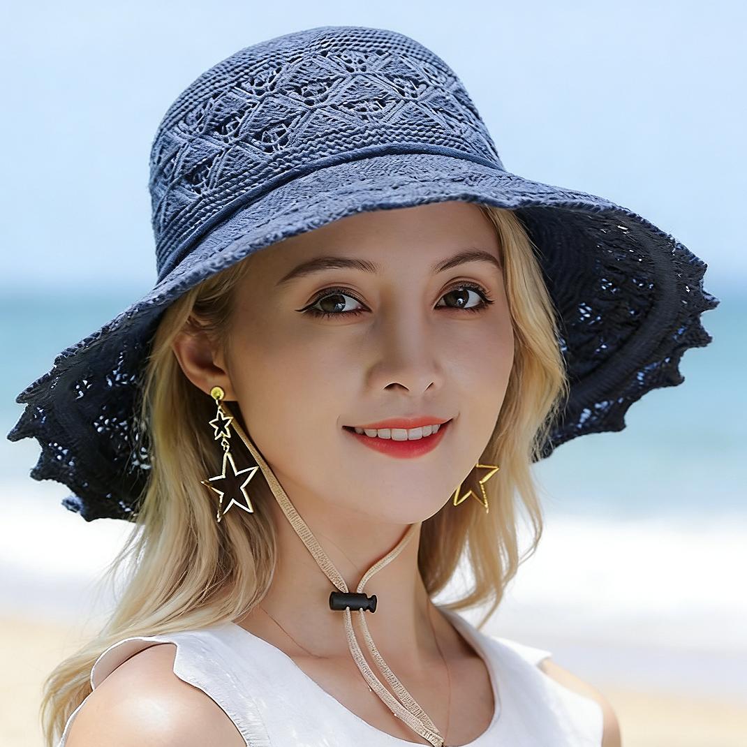 [2026 Trend] Luxury Floral Crochet Sun Hat - Ultra Wide Brim UV Protection - Elegant Foldable Lace Beach Cap for Women - The Perfect Summer Vacation Essential & Gift