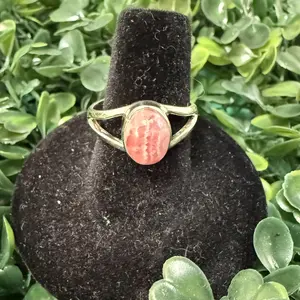 Rhodochrosite Open Band Oval Sterling Ring