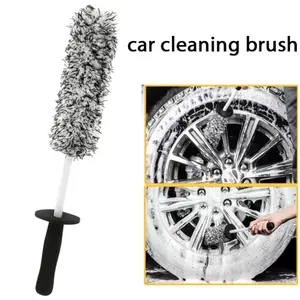 Portable Car Tire Rim Cleaning Brush, Ergonomic Handle, Microfiber Wheel Brush, Efficient Auto Detailing, Tire Care Accessories, Car Washing Tool