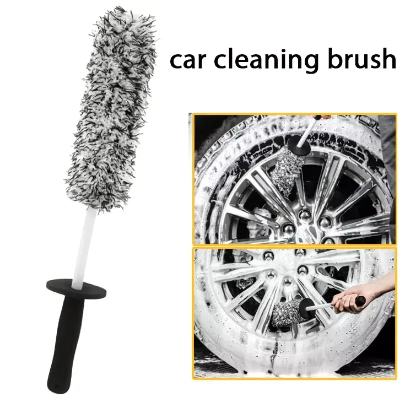 Portable Car Tire Rim Cleaning Brush, Ergonomic Handle, Microfiber Wheel Brush, Efficient Auto Detailing, Car Detailing Tools, Auto Detailing Supplies, Tire Care Accessories, Car Washing Tool, Wheel Cleaner Brush