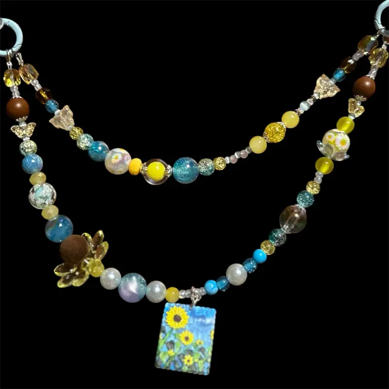 Beaded Keychain-Purse chain (Sunflower)