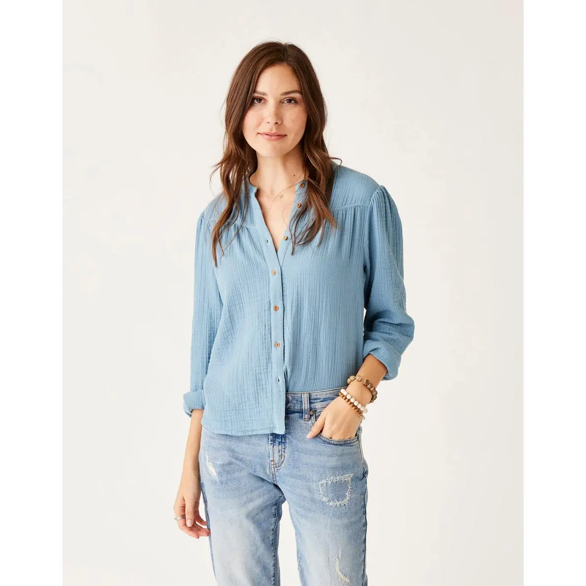 Tatum Double Gauze Shirt: Storm