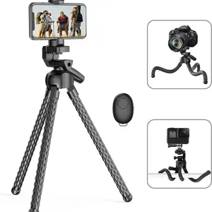 Selfie Stick Portable Mobile Phone Tripod Self Timer Remote Flexible Adjustable Cell Phone Holder for Smartphone with Wireless Remote Shutter