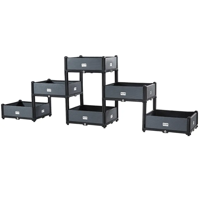 Modular Raised Garden Bed Stackable Planter Boxes for Vegetables Herbs & Flowers with Smart Drainage System UV Resistant Frost Proof Durable BPA-Free Material No Tools Needed for Outdoor & Indoor Use