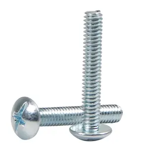 35 count Knob Pull Machine Screws, 8-32 x 1 Cabinet Door and Drawer Handle Screws, 8-32 Thread Phillips/Slotted  Machine Screws, Blue Zinc Plated Carbon Steel Truss  Screws