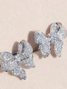 Women's Fashion Rhinestone Bow Earrings Set, Elegant Daily Wear Jewelry Gift for Women & Girls, Perfect Holiday Accessory, Jewelry Design