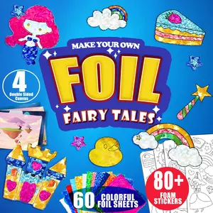 Unicorn & Princess Foil Art Kit for Kids, No Mess DIY Creative Crafts Set with Holographic Foil and Sticky Pads, Fun Educational Activity for Birthday Christmas Party Gifts & All Occasions