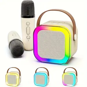 Portable Desktop Speaker & 2 Wireless Mics Bluetooth 5.0 LED PC Audio System WFH Conference Setup