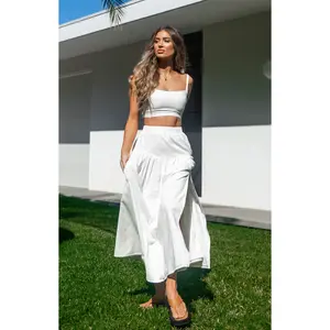 Cosmos Maxi Skirt White