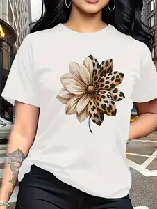 Urban Style Selective Design - "Wildness and Gentleness" Floral Theme Upper Garment, Urban Landscape Atmosphere,Personalized short-sleeved T-shirt, suitable for both men and women. For sports and casual wear. Casual style.