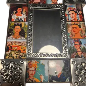 Assorted Fridas Mexican Tin Mirror for a Vibrant Wall Decor hang